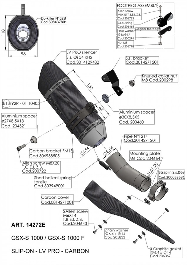 Leo Vince SUZUKI GSX-S1000/F 17-20 LV Pro Carbon Slip On Silencer